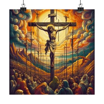  Crucifixion  - A Symphony of Suffering and Divine Majesty Painted on Wood